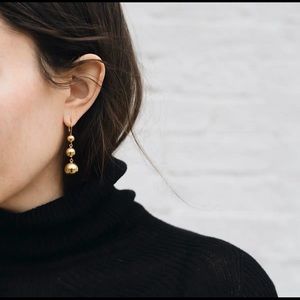 Parisian style triple ball drop gold earrings